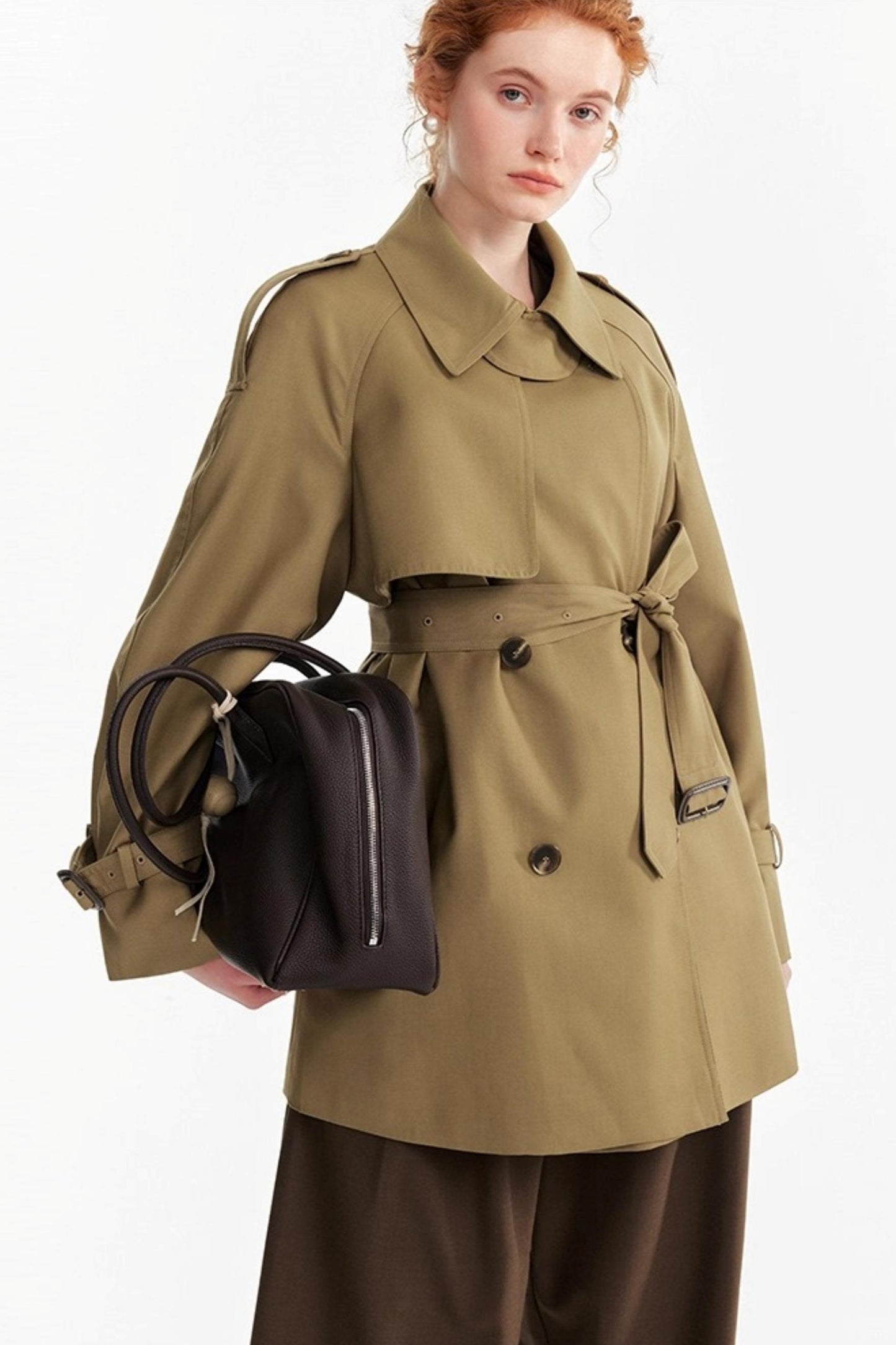 Petite Lace-up Trench Coat