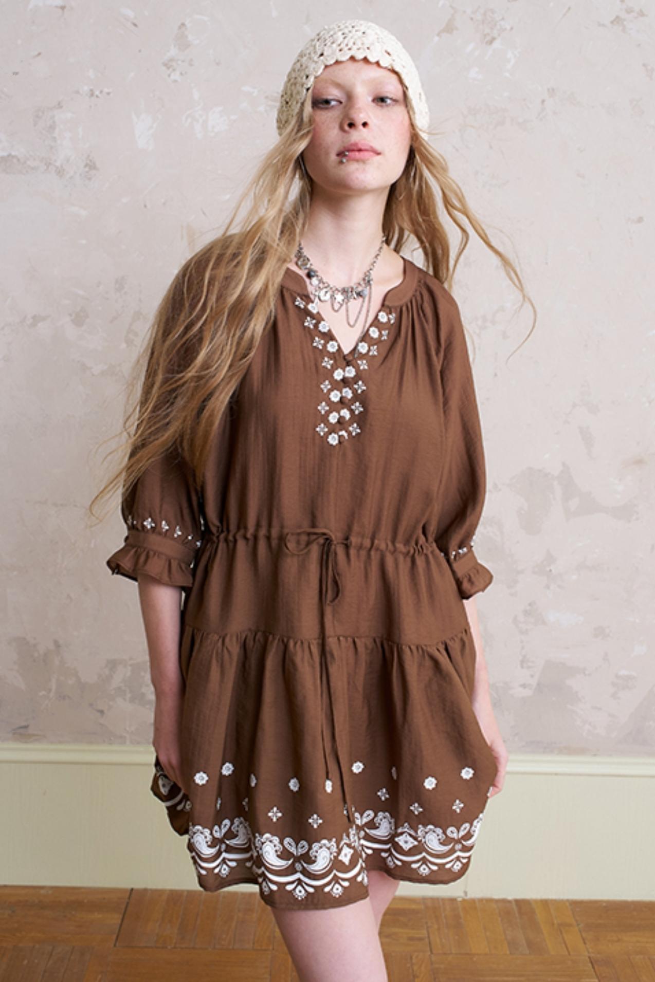 Summer V-Neck Drawstring Dress