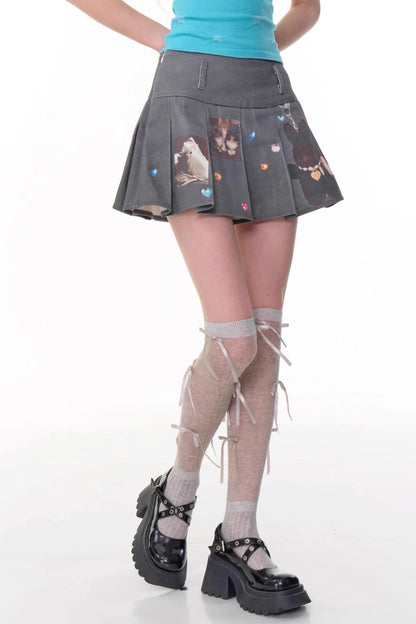Animal Pleated Skirt