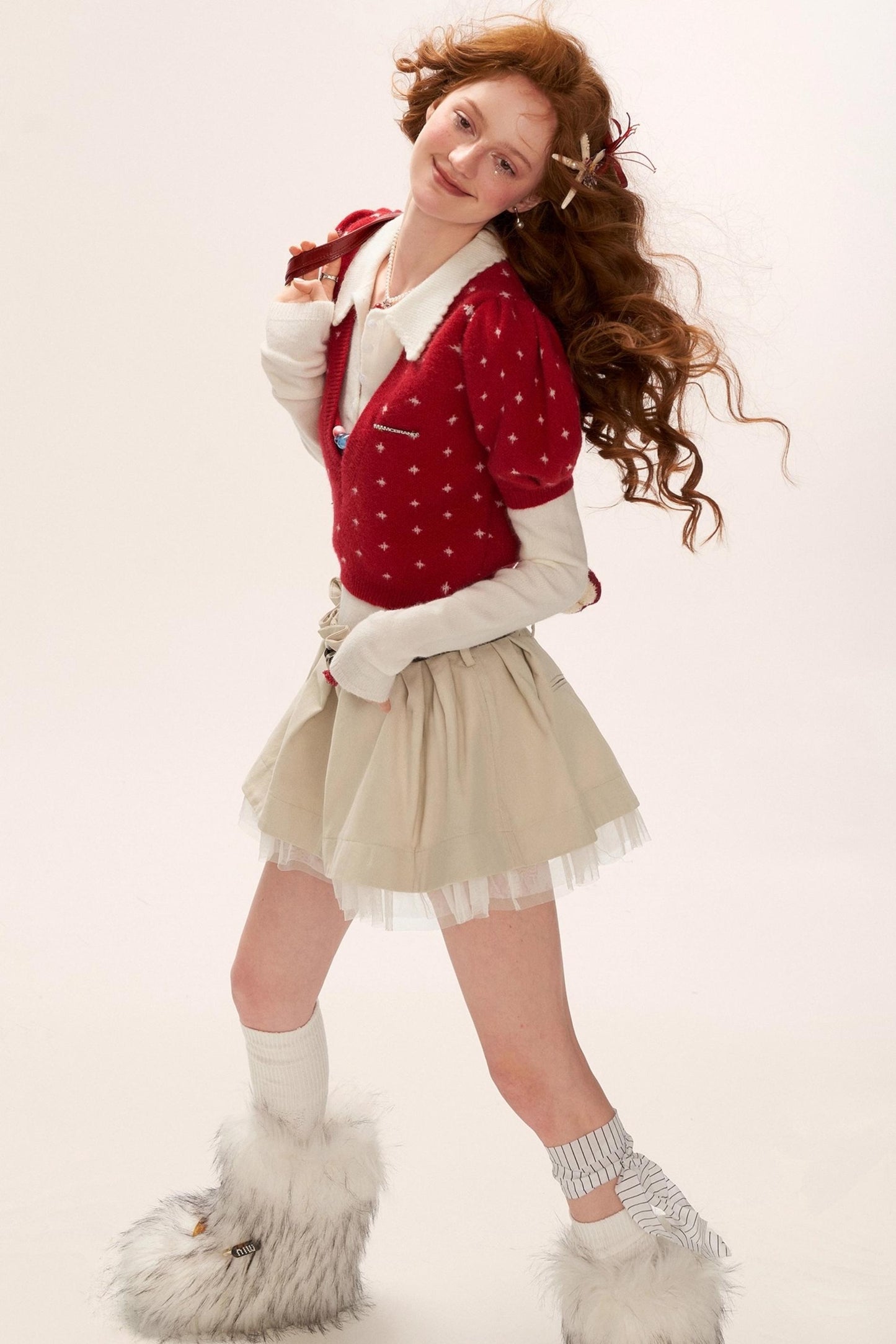 Vintage Crochet V-Neck Top Set-Up