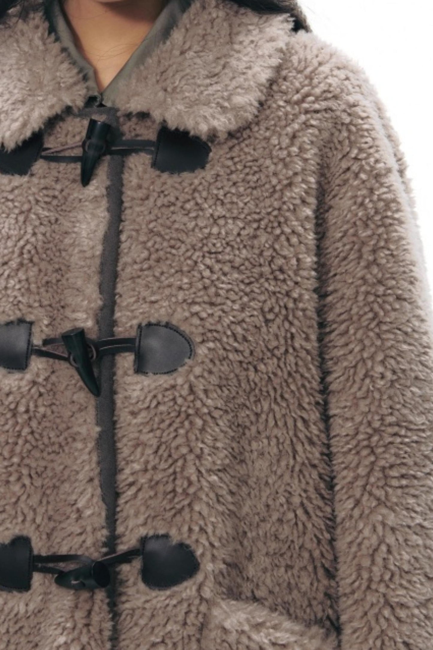 Lamb Wool Horn Button Jacket Set