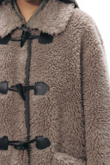 Lamb Wool Horn Button Jacket Set