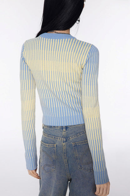 Stripe Slimming Knit Top
