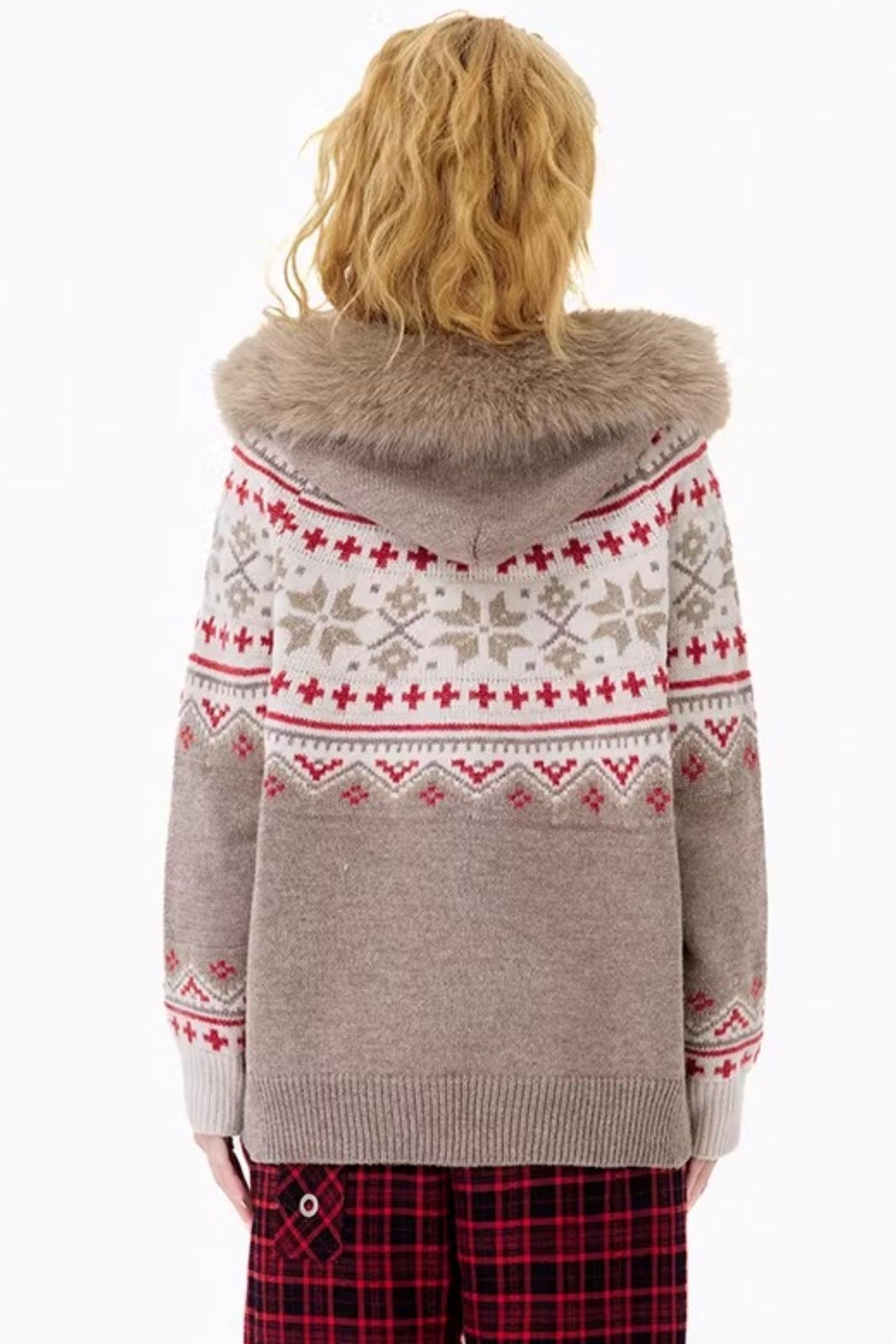 Retro Fair Isle Hooded Cardigan