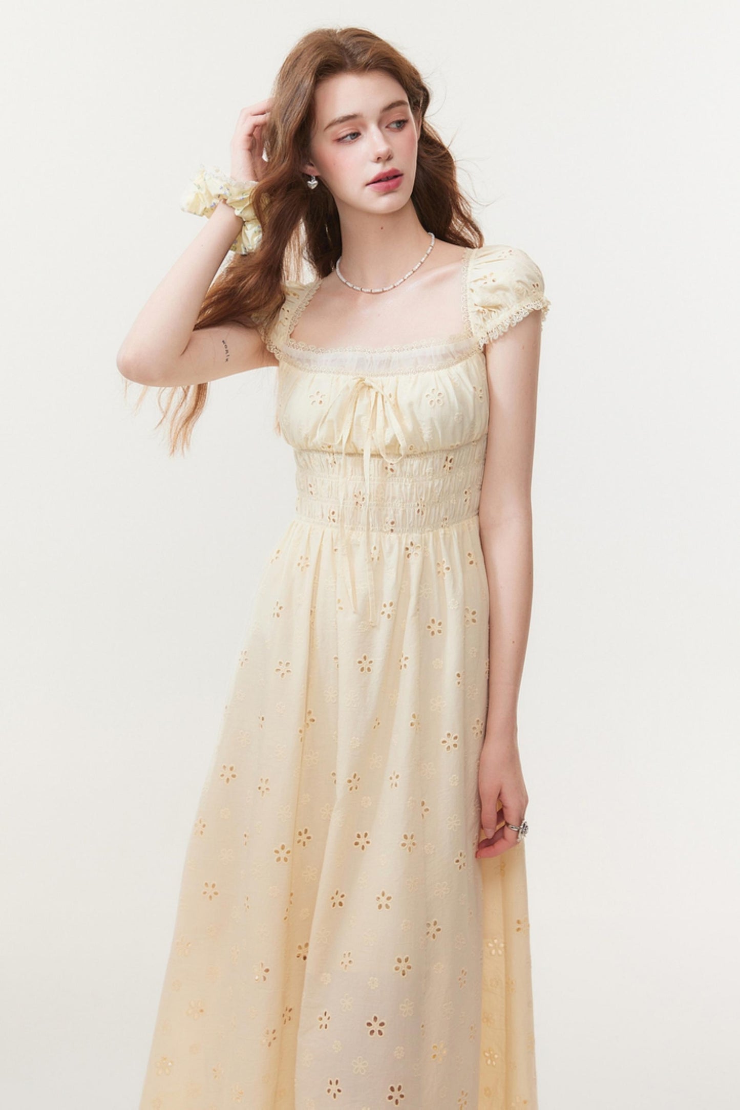 French Square Neck Maxi Dress