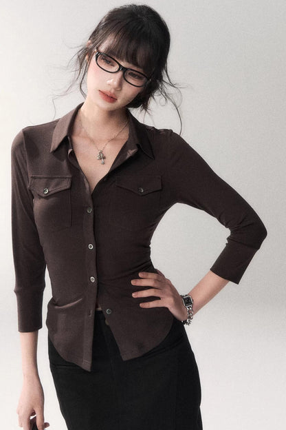 Gao Shu Stretchy Slim Shirt