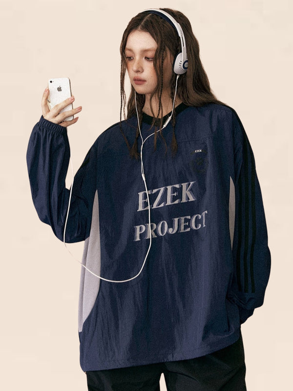 Striped Sleeve V-Neck Long Sleeve Top