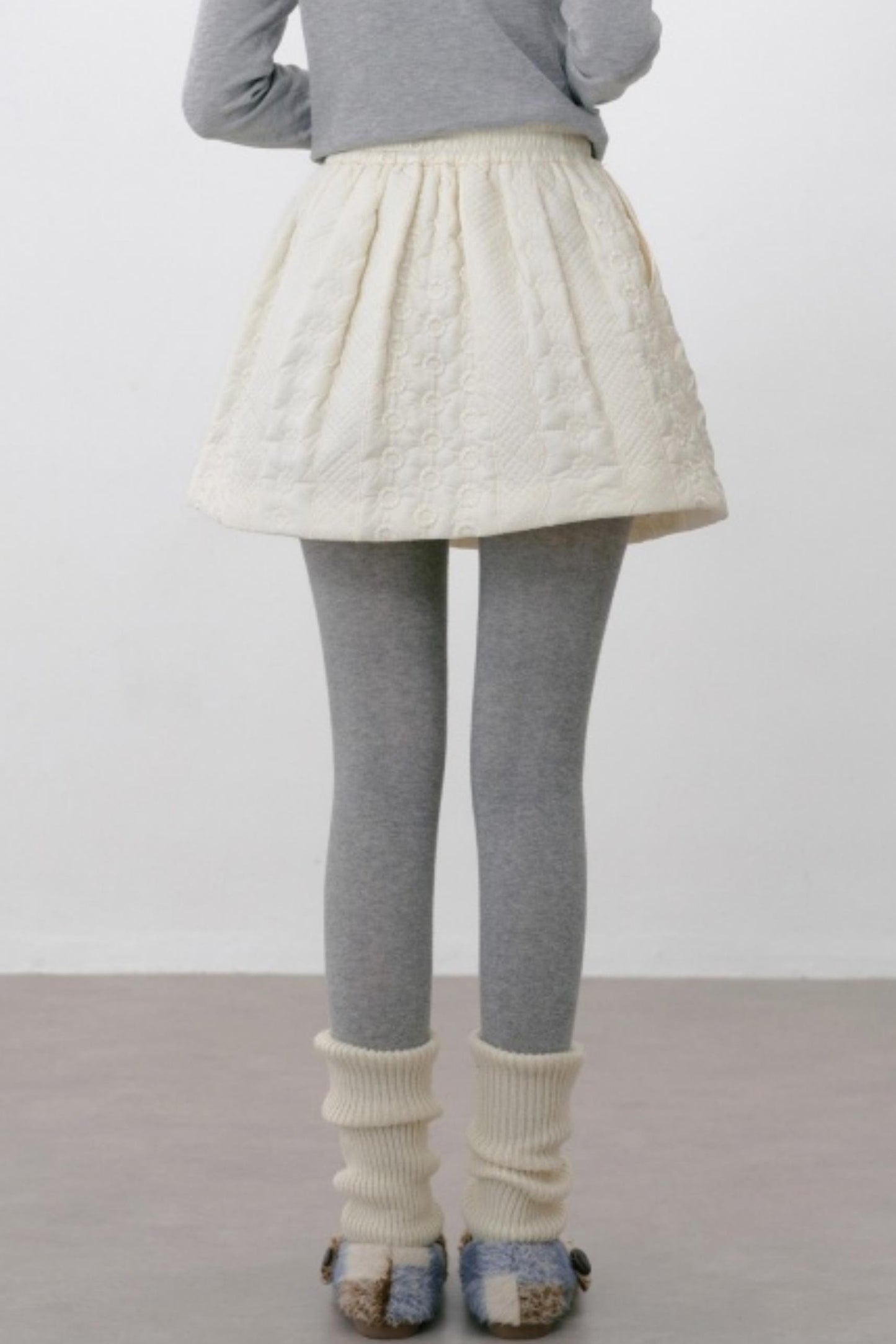 Elasticated Plaid Quilted A-Line Skirt