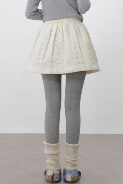 Elasticated Plaid Quilted A-Line Skirt