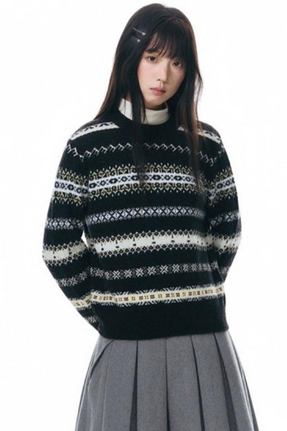 Fair Isle Jacquard Striped Sweater