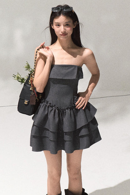 Girls Heart Wool Sequin A-Line Skirt Dress