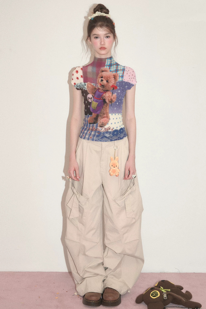 Bear Patchwork Knit Top