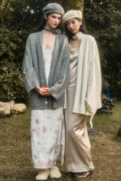 Fluffy Wool Long Cardigan