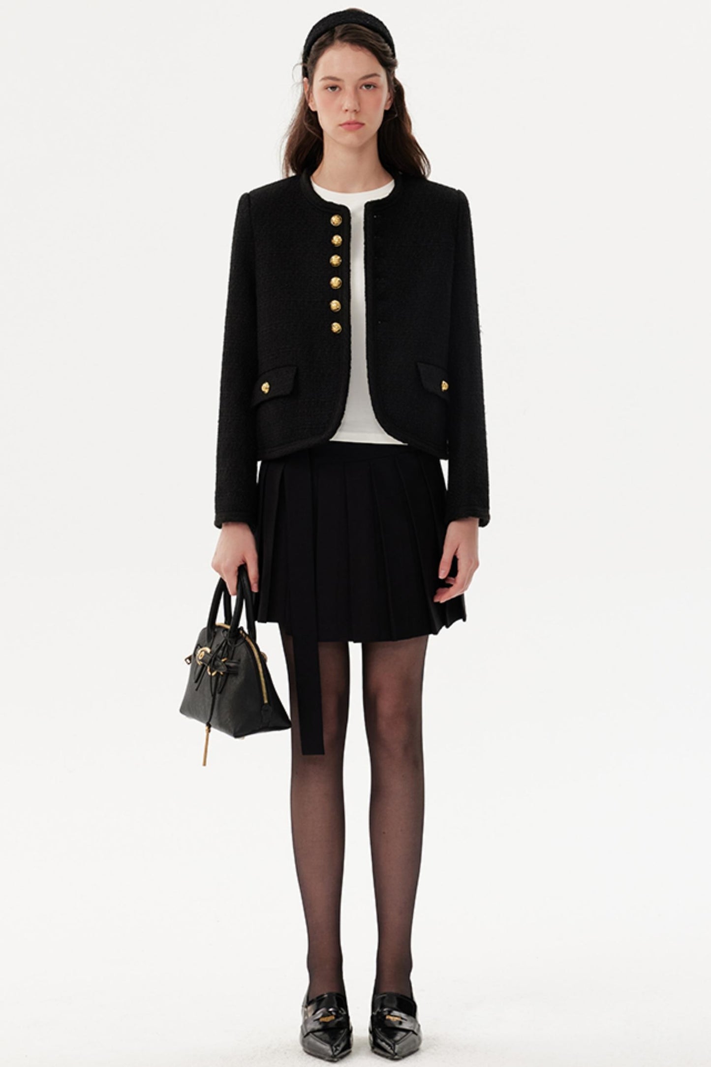 High-Waisted Pleated A-Line Skirt