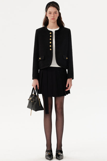 High-Waisted Pleated A-Line Skirt