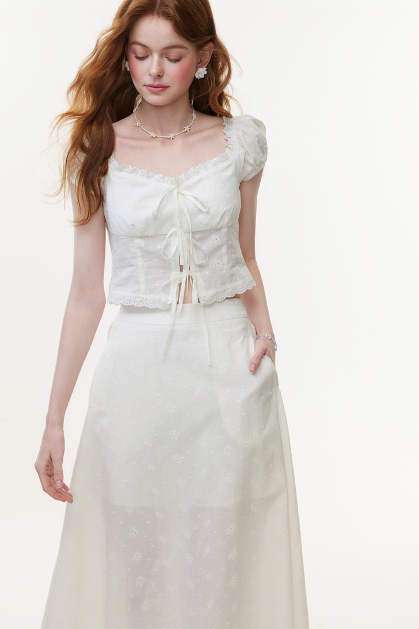 Skeleton Embroidered Two-Piece Skirt Set-Up