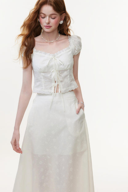 Skeleton Embroidered Two-Piece Skirt Set-Up