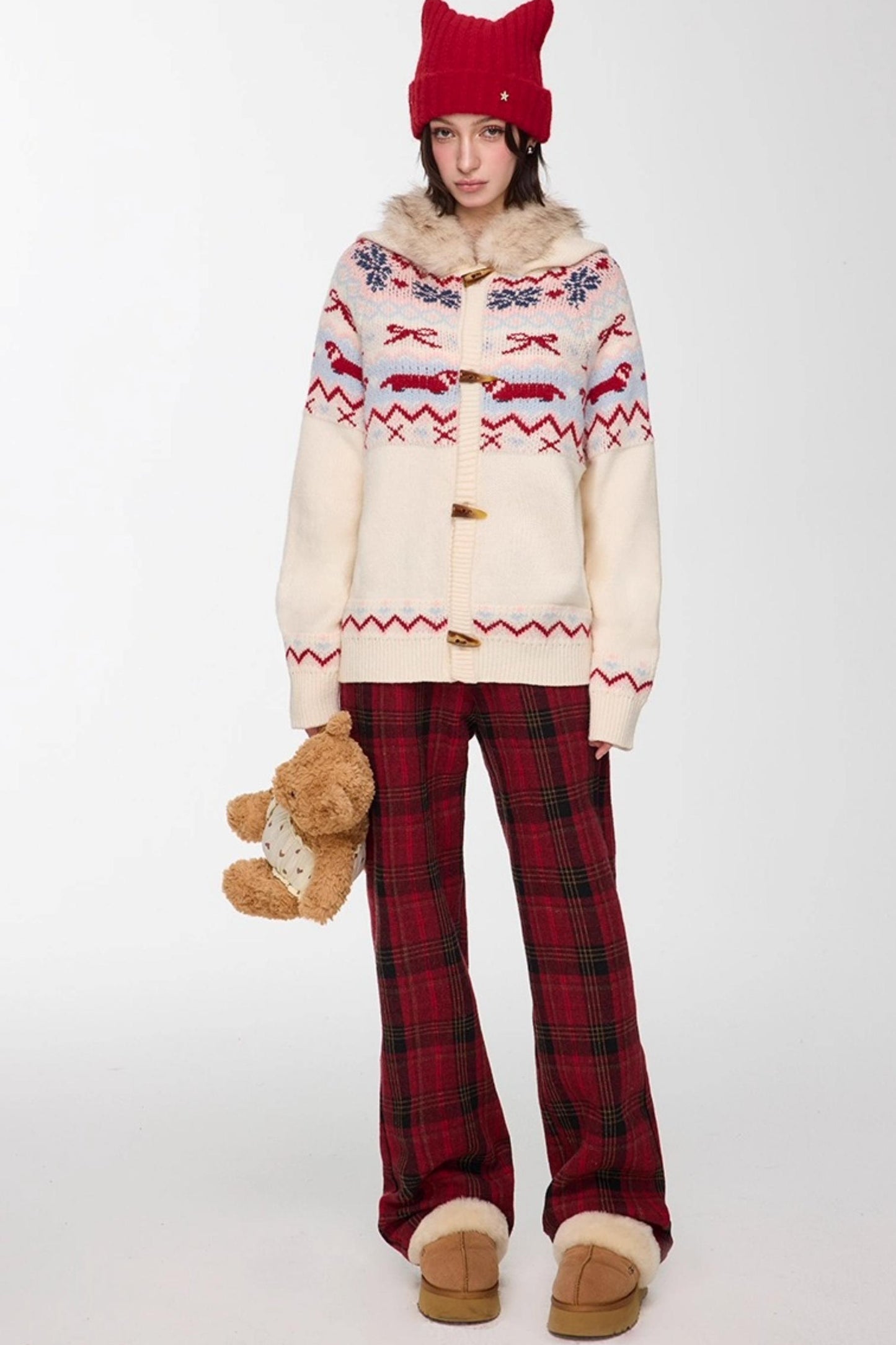 Red Winter Casual Pants