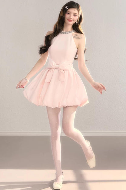 Highlight Halter Neck Puff Dress