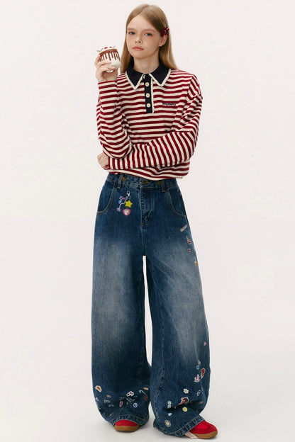 Vintage Loose Denim Bib Pants