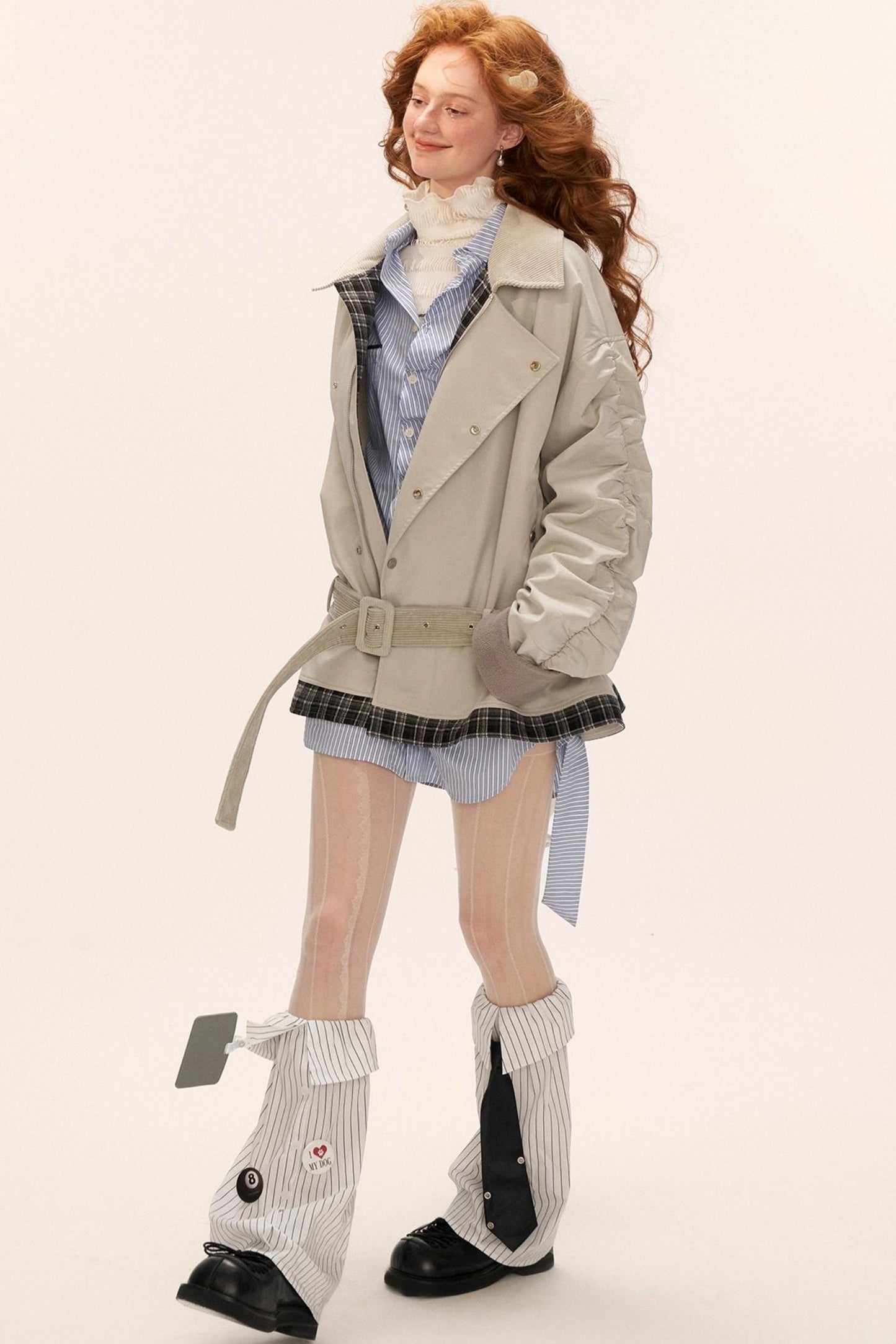 Plaid Corduroy Collar Jacket