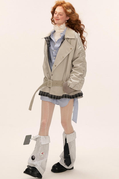 Plaid Corduroy Collar Jacket