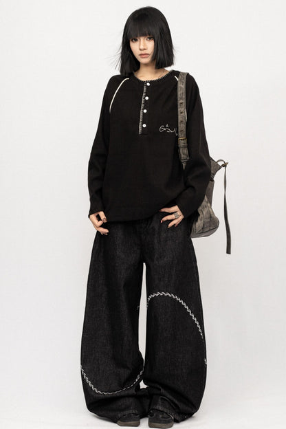 Vintage embroidery Design Jeans Pants