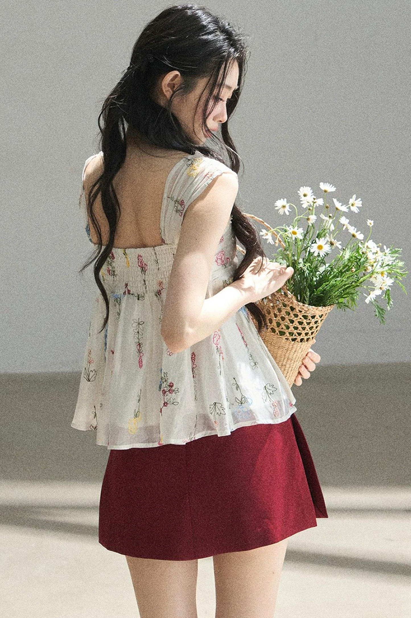 Embroidered Chiffon Summer Top