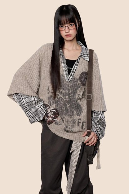 Graphic Knit Polo Shirt