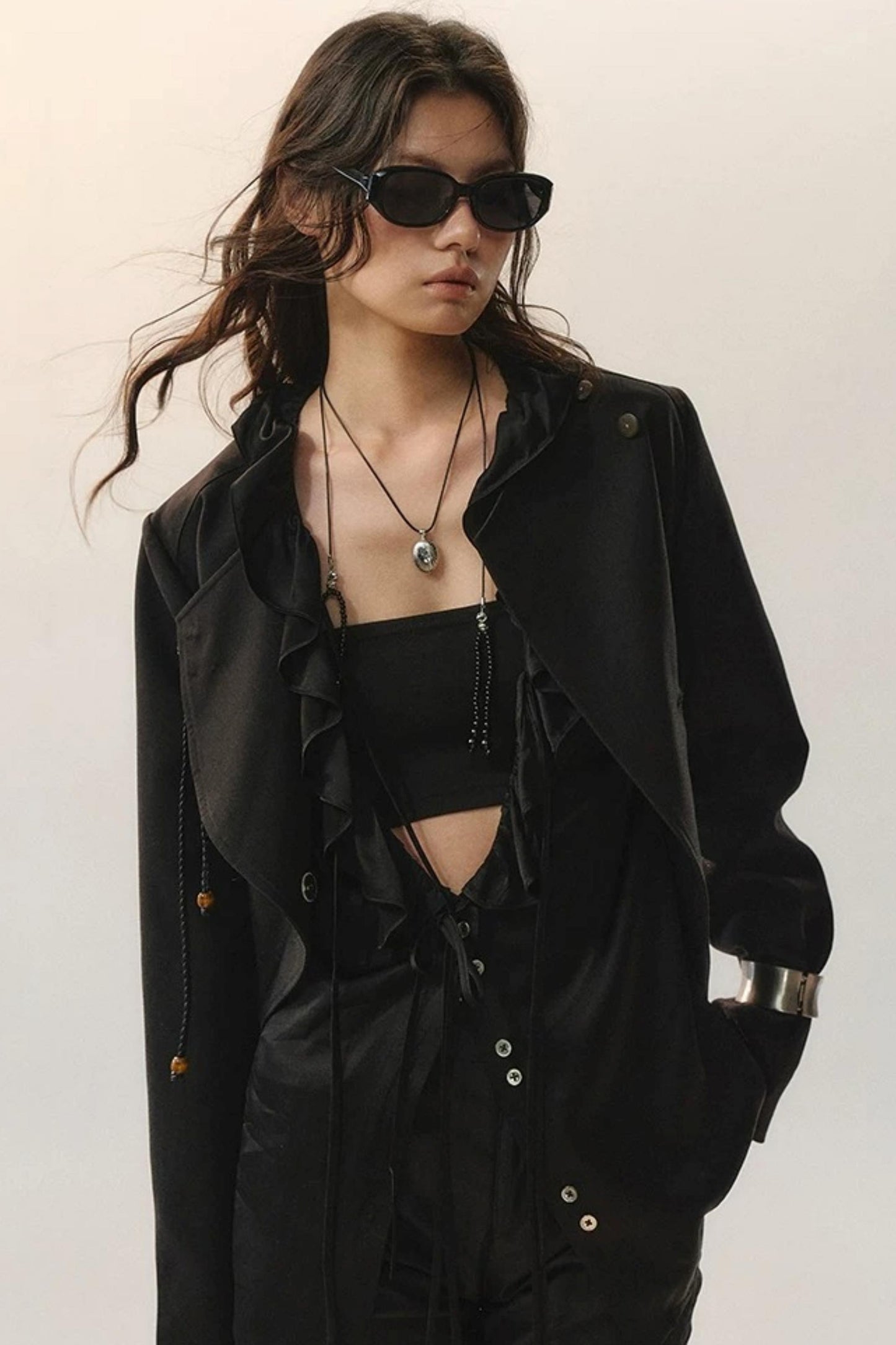 Minimalist One-Button Black Coat