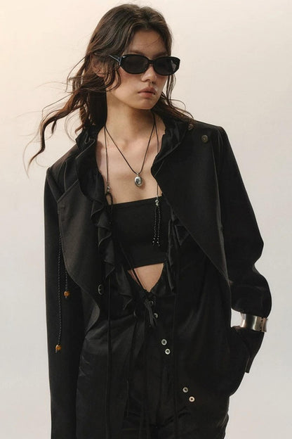 Minimalist One-Button Black Coat