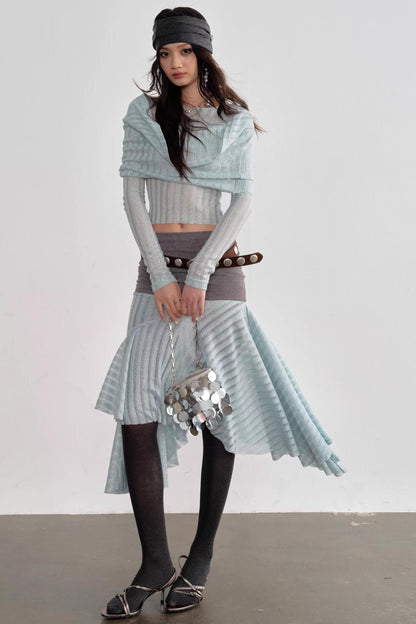 Romantic Mint Drapey Top Set