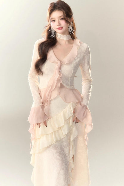 Blue Cherry Blossom Top Skirt Set-Up