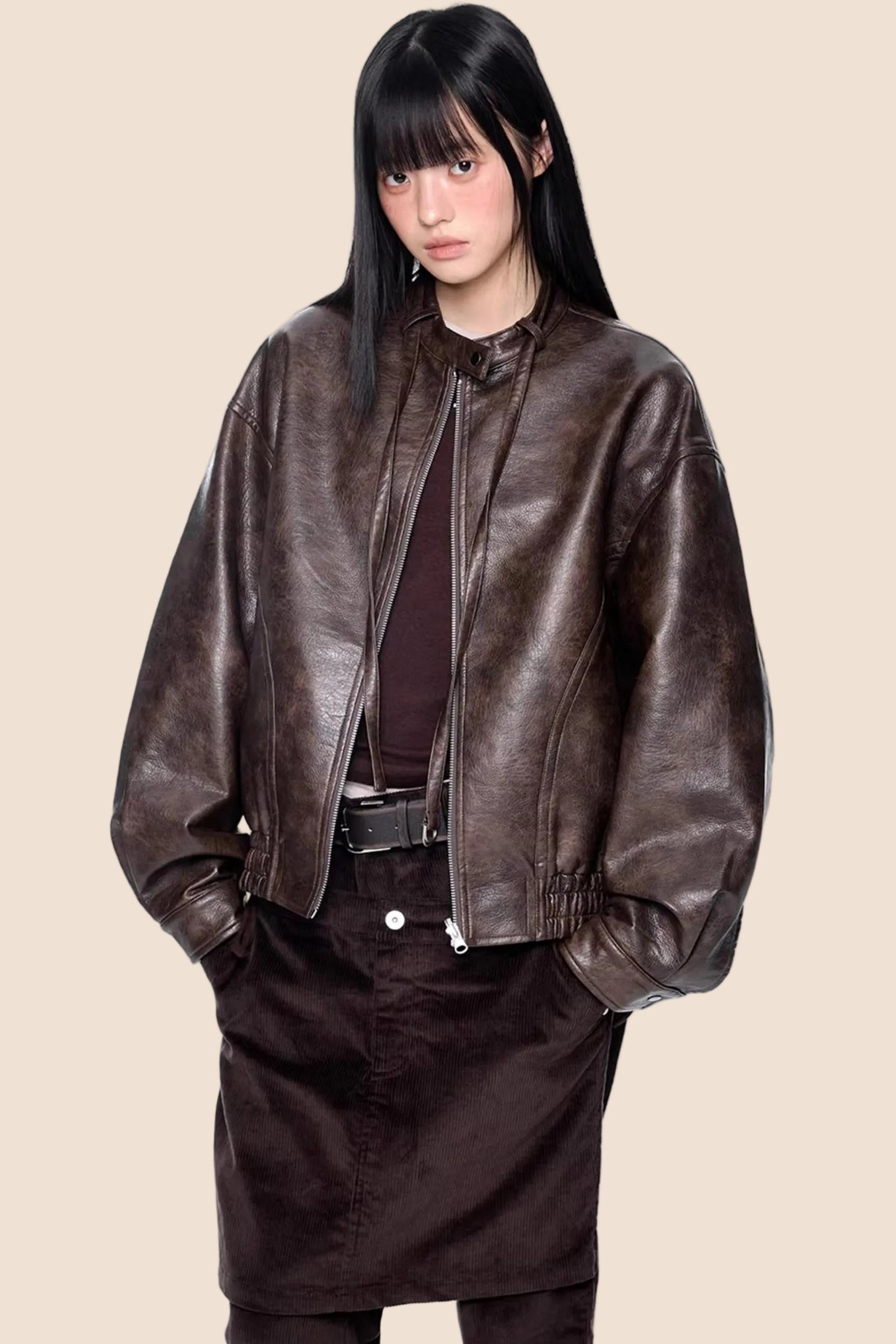 Textured Vintage Leather Jacket