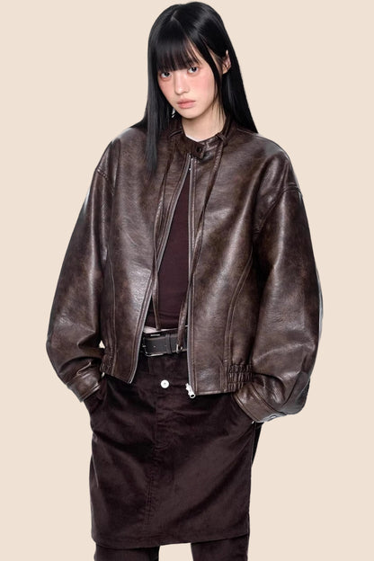 Textured Vintage Leather Jacket