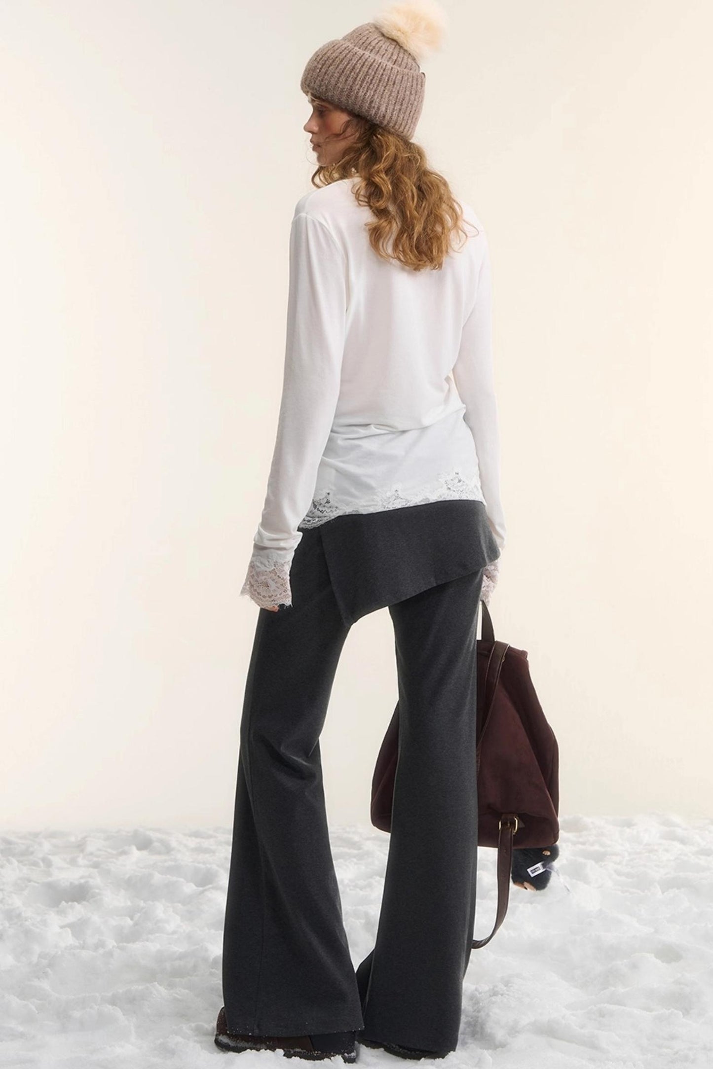 Irregular Flared Knit Pants