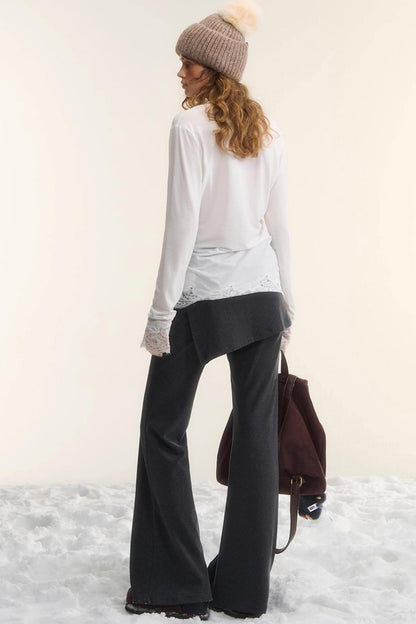 Irregular Flared Knit Pants