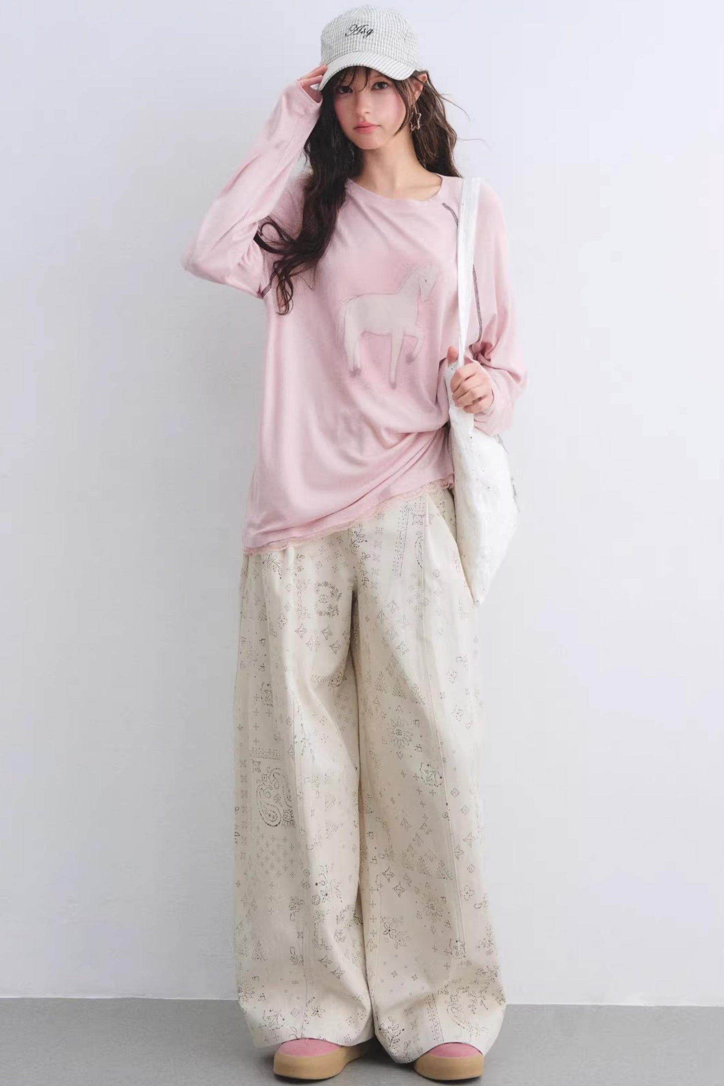 Lyocell Paisley Wide-Leg Pants