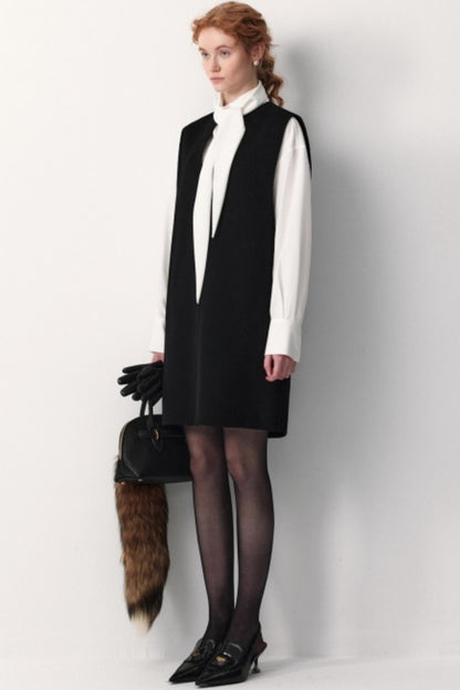 Sheep Wool V-Neck Dress Set-Up