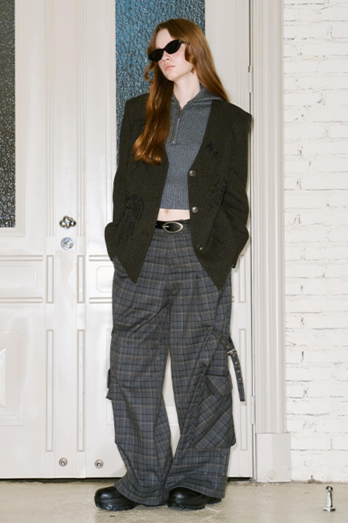 RETRO STRAIGHT-LEG LOOSE FIT CHECK CARGO PANTS