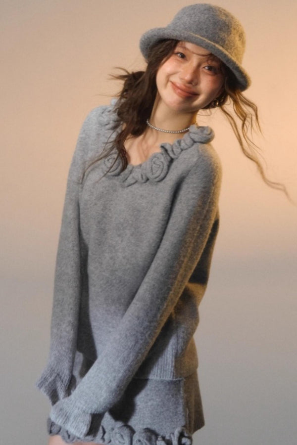 Stereo Rose Knit Sweater Set-Up