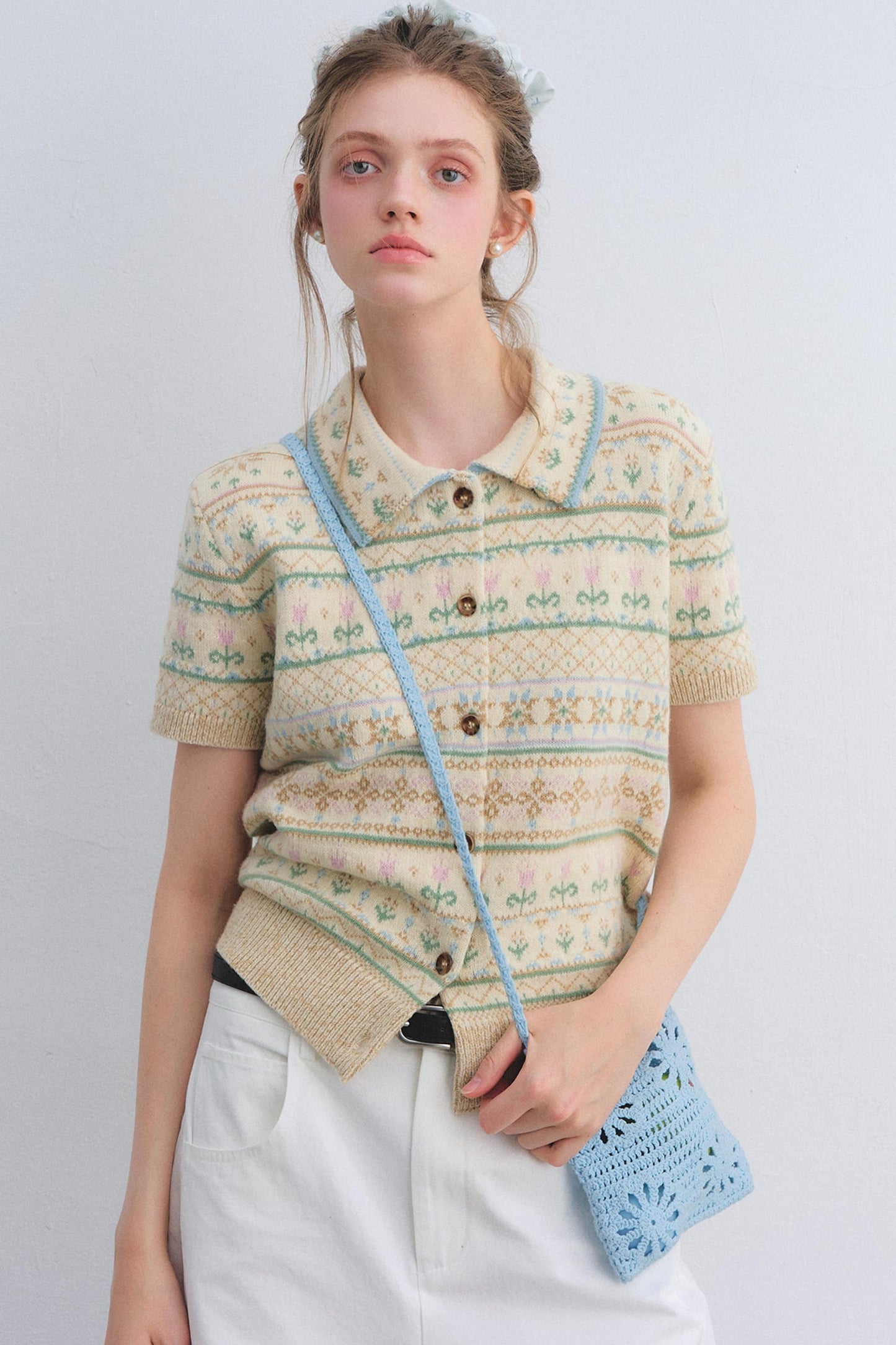Wool Blend Fair Isle Top