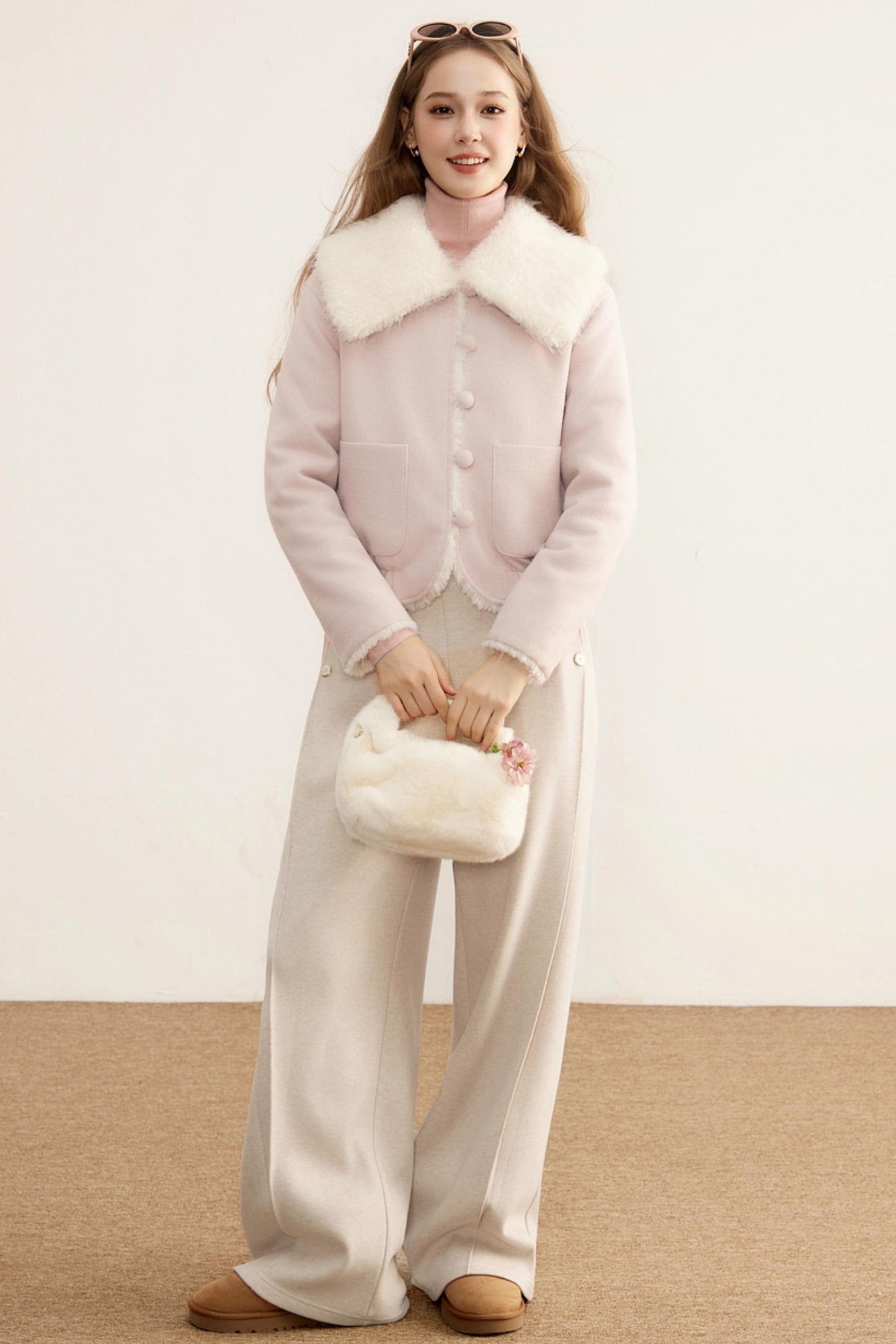 Winter Composite Fleece Wide-Leg Pants
