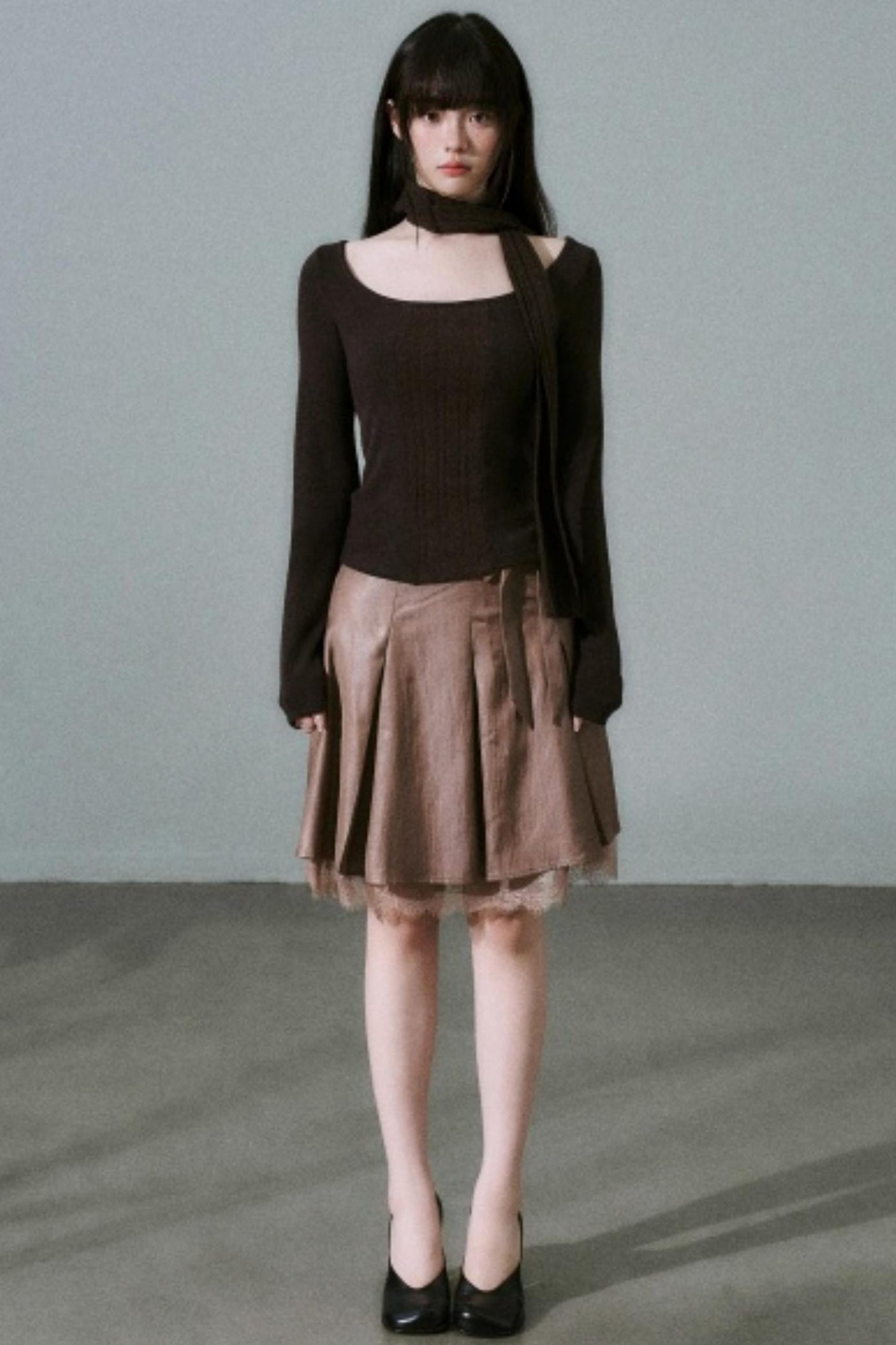 Crew Neck Patchwork Slim Sweater