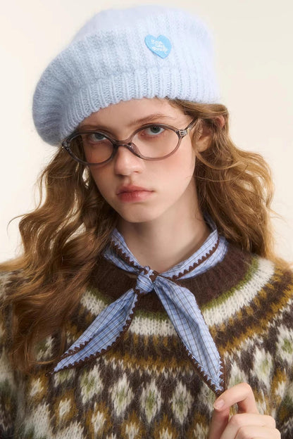 Shell Embroidery Plaid Shirt