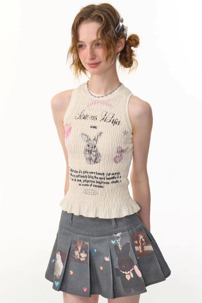 Rabbit Print Wrap Top