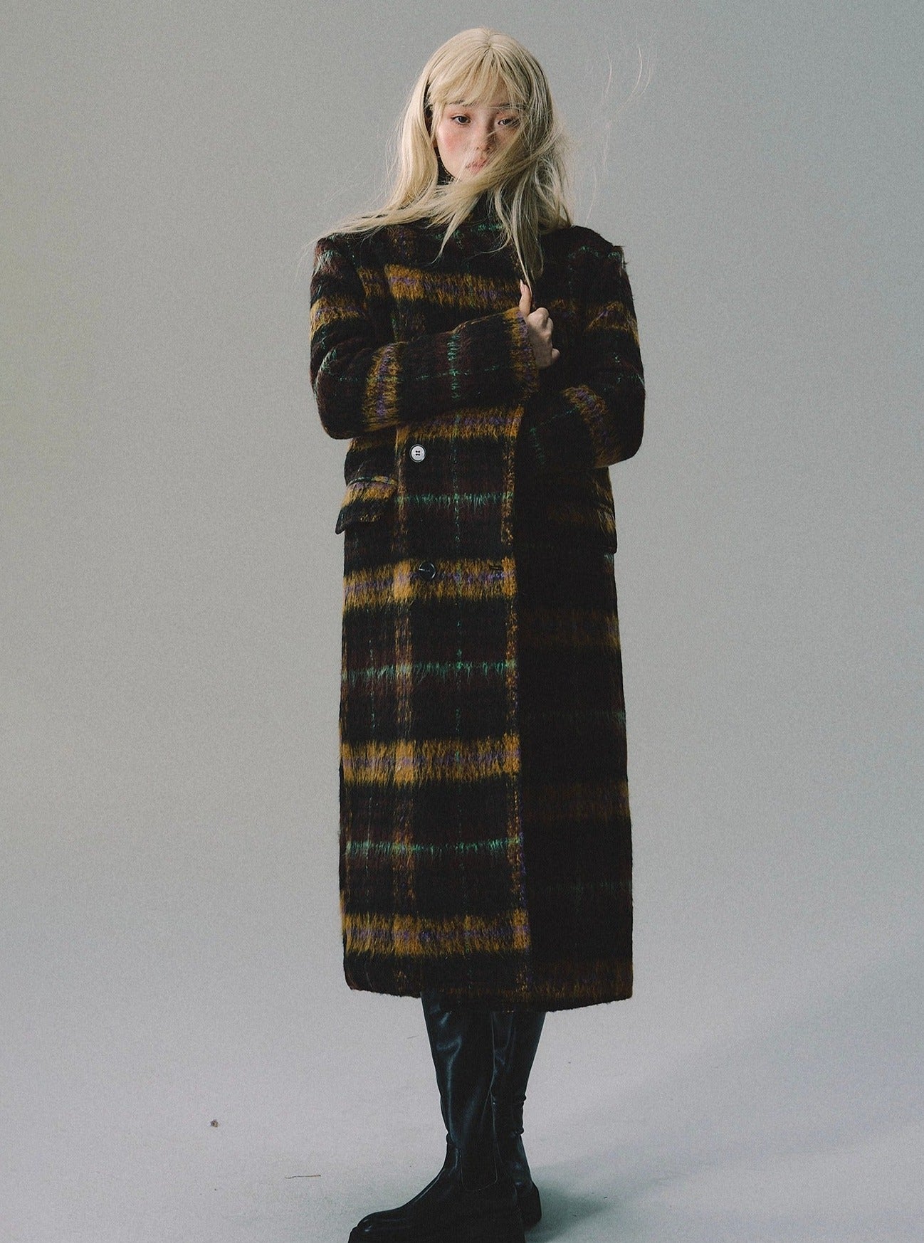 vintage plaid tweed coat