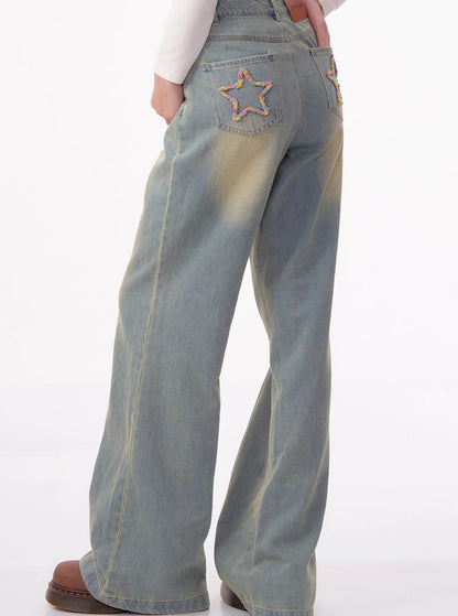 American high waist wide leg jeans pants