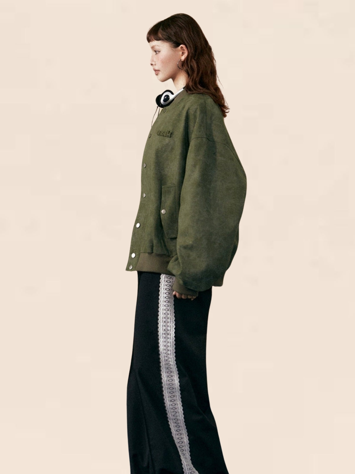 Regular Piece Long Sleeves Green Jacket