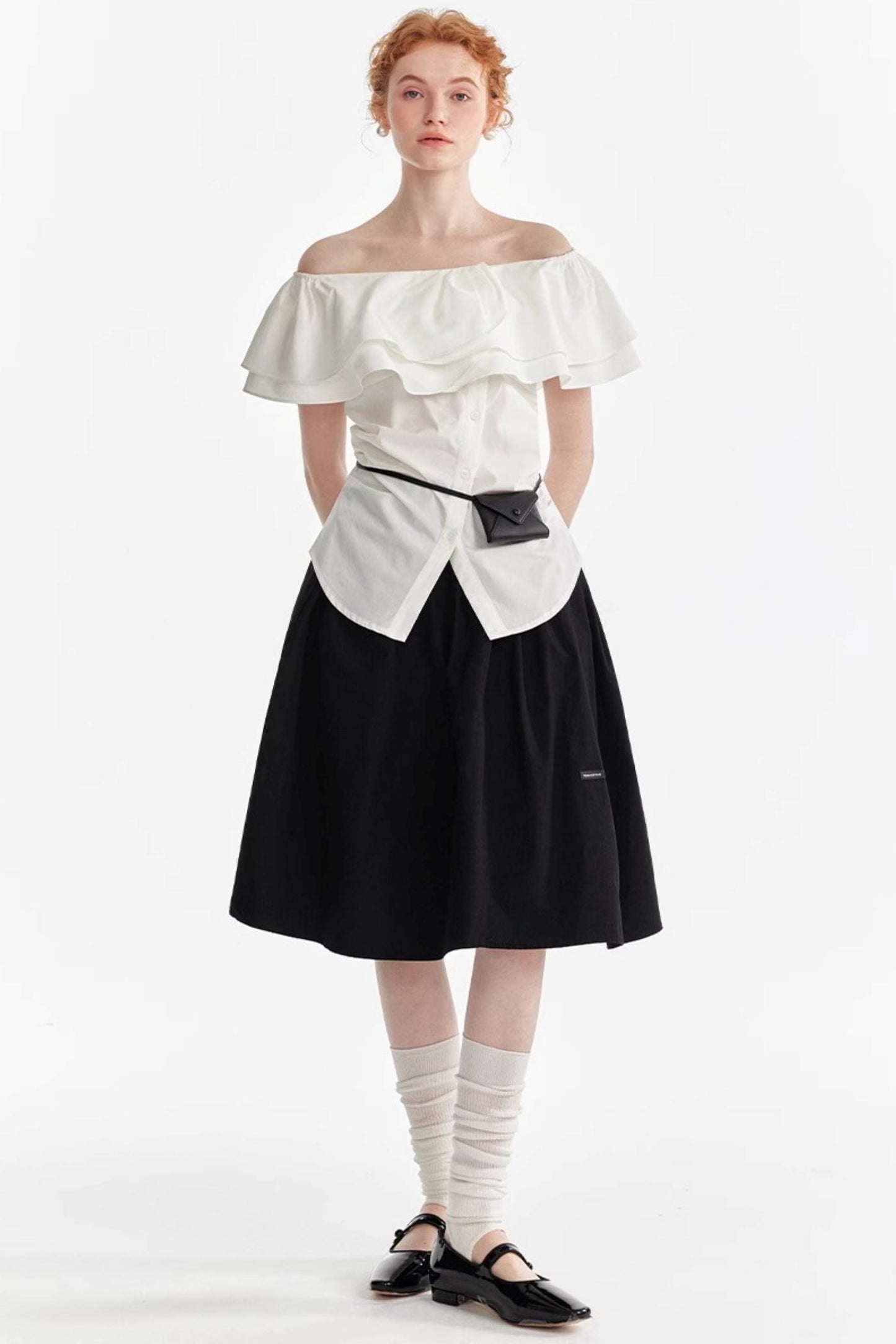 Blue Asymmetrical Ruffle Top